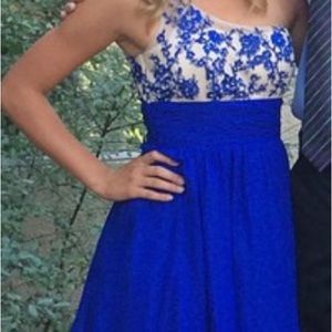 royal blue floral mini dress